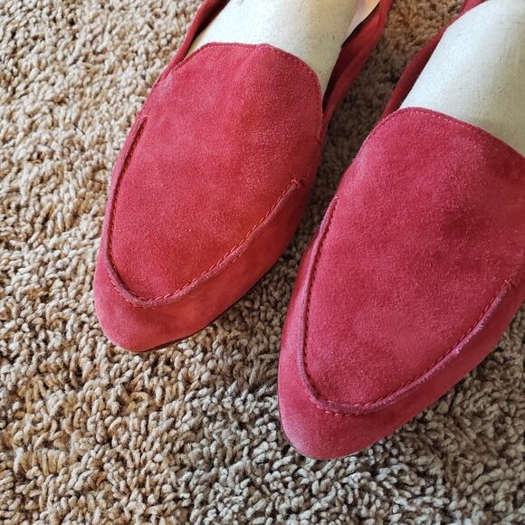 Kate Spade suede flat pointed toe loafer red leather classic 8.5 - Picture 2 of 9